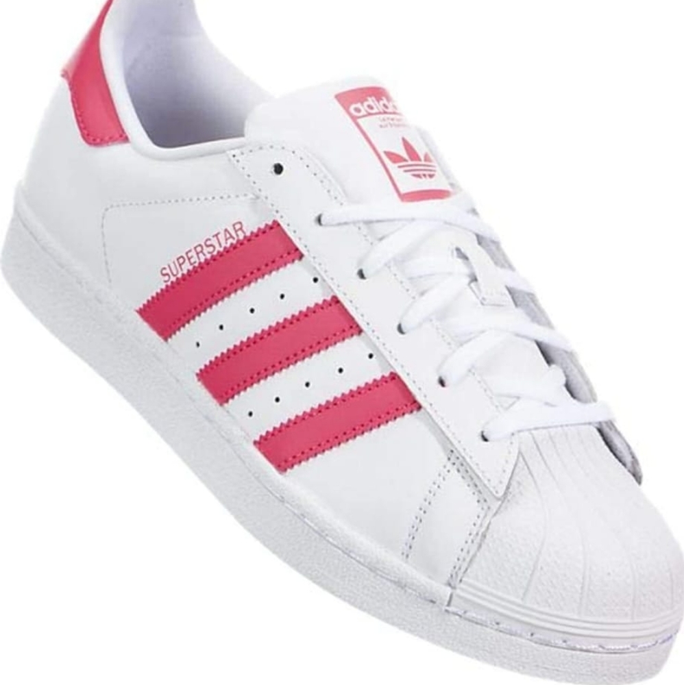 Adidas superstars hot pink stripes shoes